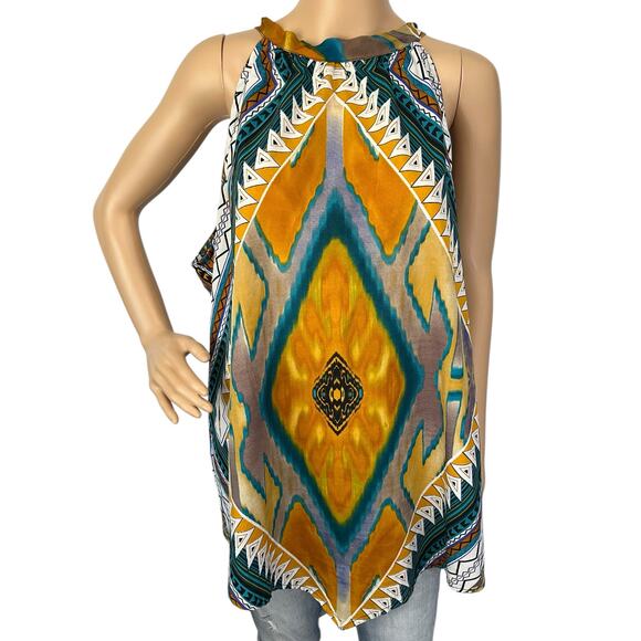 2/$15 Ashley Stewart Scarf Hem Halter Top Boho Southwestern 3X Plus Size 22/24 - Picture 2 of 11